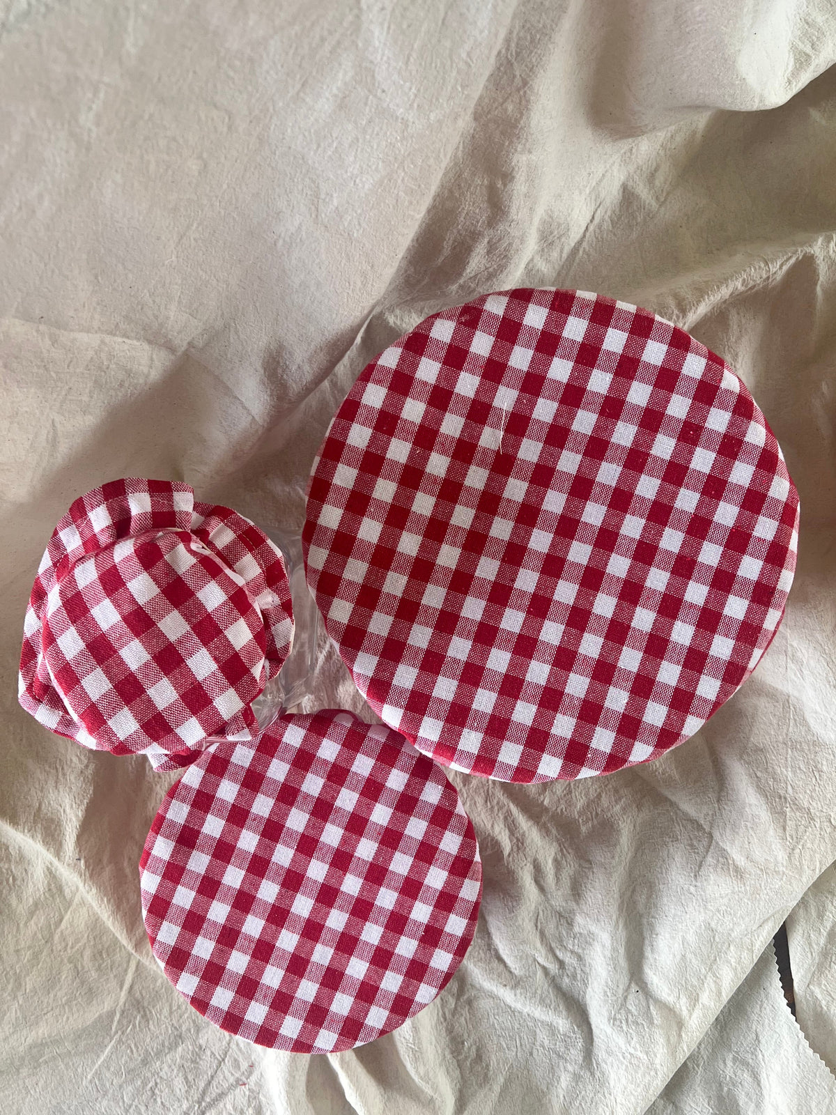 Cotton Reusable Food Cover Set          (Red Gingham 3 Piece Set)