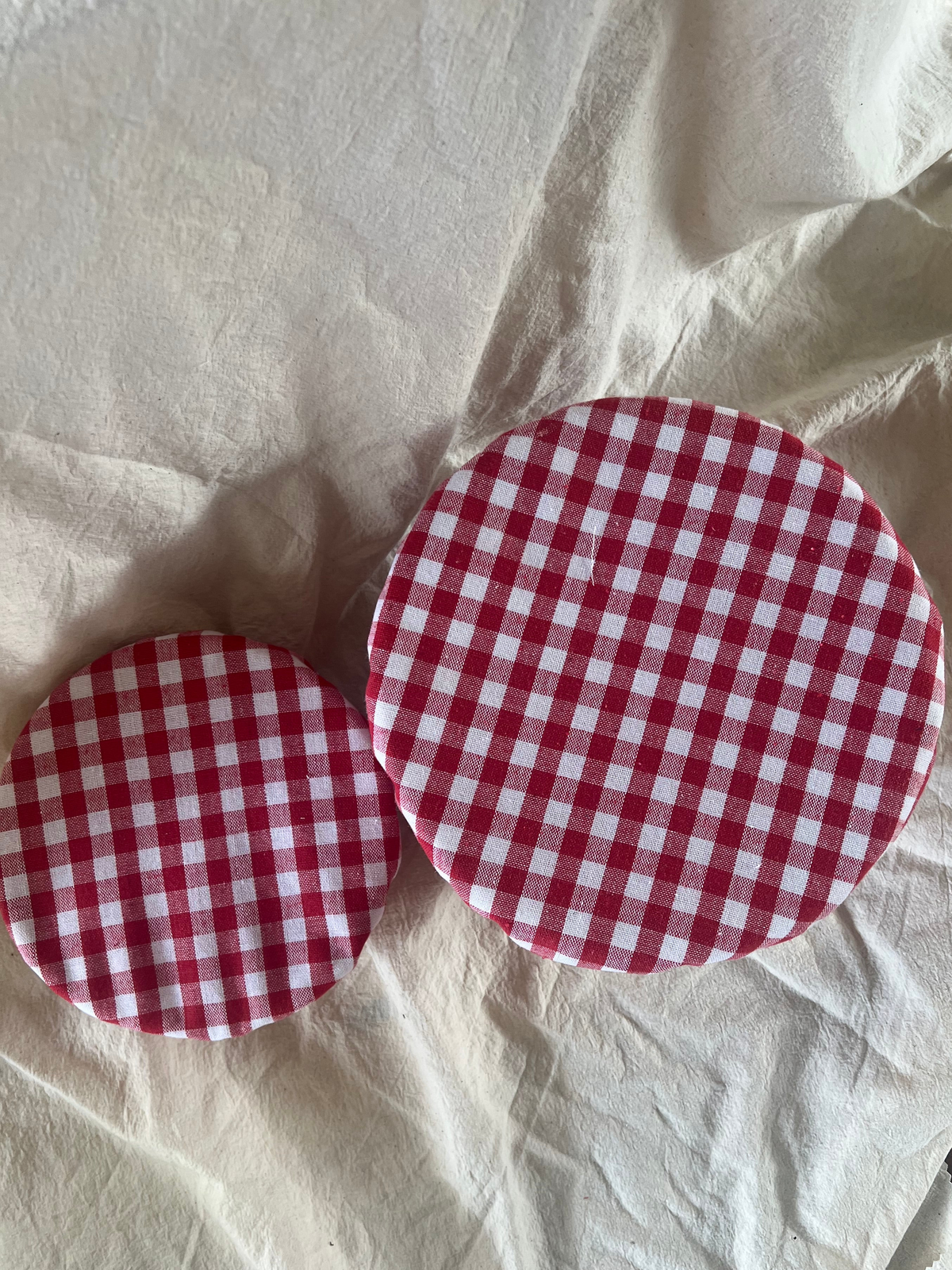 Cotton Reusable Food Cover              (Red Gingham L)